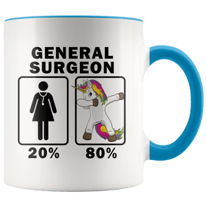 RobustCreative-General Surgeon Dabbing Unicorn 80 20 Principle Superhero Girl Womens - 11oz Accent Mug Medical Personnel Gift Idea