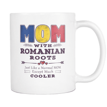 Load image into Gallery viewer, RobustCreative-Best Mom Ever with Romanian Roots - Romania Flag 11oz Funny White Coffee Mug - Mothers Day Independence Day - Women Men Friends Gift - Both Sides Printed (Distressed)
