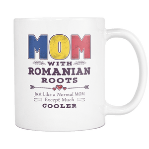 RobustCreative-Best Mom Ever with Romanian Roots - Romania Flag 11oz Funny White Coffee Mug - Mothers Day Independence Day - Women Men Friends Gift - Both Sides Printed (Distressed)