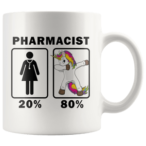 RobustCreative-Pharmacist Dabbing Unicorn 80 20 Principle Superhero Girl Womens - 11oz White Mug Medical Personnel Gift Idea