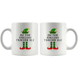 RobustCreative-Im The English Teacher Elf Christmas Teaching's - 11oz White Mug I Just Really Like to Teach Cute Tiny Humans Gift Idea