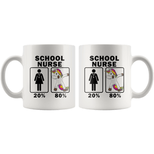 RobustCreative-School Nurse Dabbing Unicorn 80 20 Principle Superhero Girl Womens - 11oz White Mug Medical Personnel Gift Idea