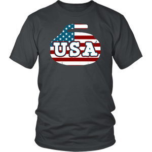 RobustCreative-Vintage USA Curling American Flag Curling Stone Classic T-Shirt
