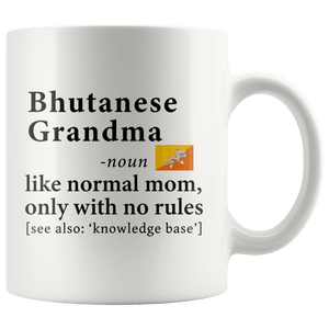 RobustCreative-Bhutanese Grandma Definition Bhutan Flag Grandmother - 11oz White Mug family reunion gifts Gift Idea