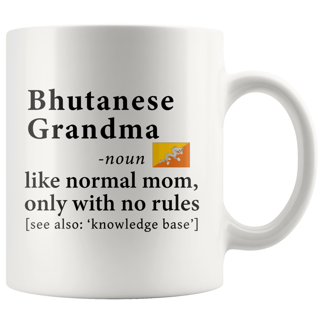 RobustCreative-Bhutanese Grandma Definition Bhutan Flag Grandmother - 11oz White Mug family reunion gifts Gift Idea