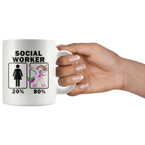 RobustCreative-Social Worker Dabbing Unicorn 20 80 Principle Superhero Girl Womens - 11oz White Mug Medical Personnel Gift Idea