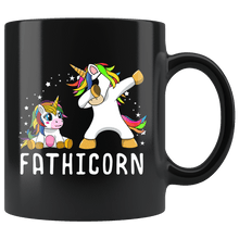 Load image into Gallery viewer, RobustCreative-Fathicorn Unicorn Dad And Baby Fathers Day Birthday Party Black 11oz Mug Gift Idea
