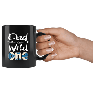 RobustCreative-Scottish Dad of the Wild One Birthday Scotland Flag Black 11oz Mug Gift Idea