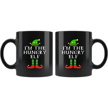 Load image into Gallery viewer, RobustCreative-Im The Hungry Elf Matching Family Christmas - 11oz Black Mug Christmas group green pjs costume Gift Idea
