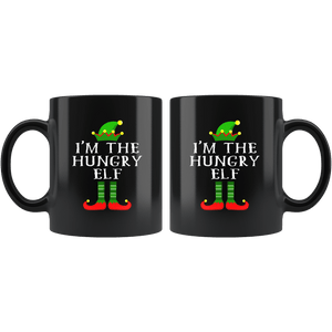 RobustCreative-Im The Hungry Elf Matching Family Christmas - 11oz Black Mug Christmas group green pjs costume Gift Idea