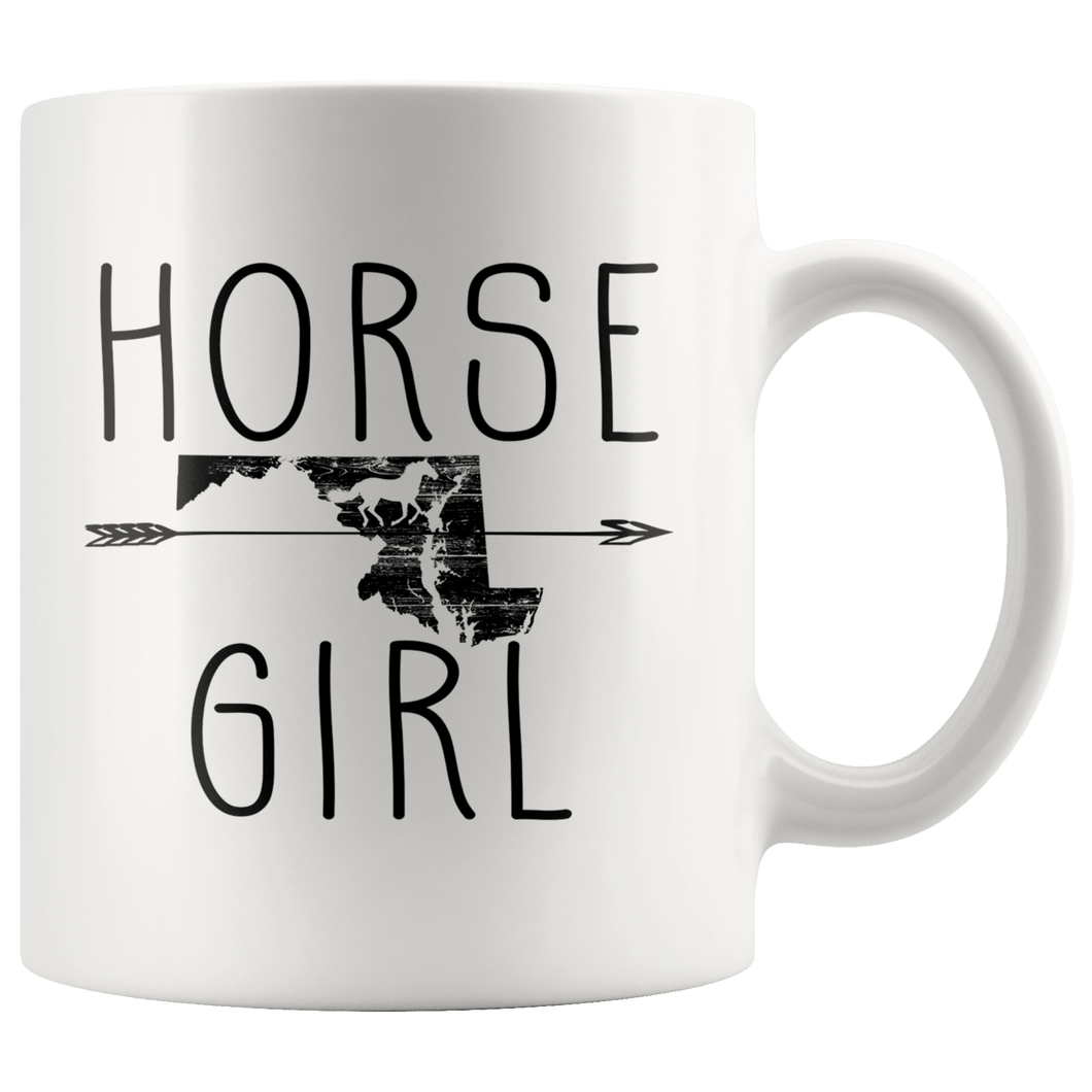 RobustCreative-Maryland Horse Girl Gifts Marylander Shape Country for women - 11oz White Mug Riding Lover Gift Idea