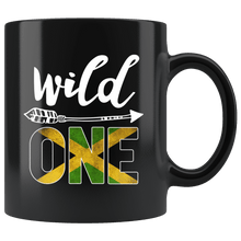 Load image into Gallery viewer, RobustCreative-Jamaica Wild One Birthday Outfit 1 Jamaican Flag Black 11oz Mug Gift Idea
