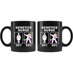 RobustCreative-Genetics Nurse Dabbing Unicorn 20 80 Principle Superhero Girl Womens - 11oz Black Mug Medical Personnel Gift Idea