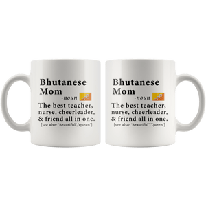 RobustCreative-Bhutanese Mom Definition Bhutan Flag Mothers Day - 11oz White Mug family reunion gifts Gift Idea