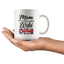 Load image into Gallery viewer, RobustCreative-British Mom of the Wild One Birthday Great Britain Flag White 11oz Mug Gift Idea
