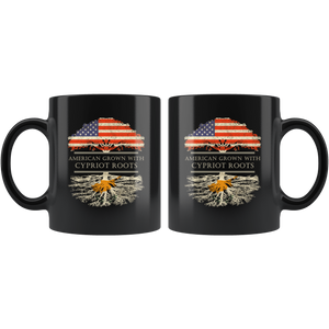 RobustCreative-Cypriot Roots American Grown Fathers Day Gift - Cypriot Pride 11oz Funny Black Coffee Mug - Real Cyprus Hero Flag Papa National Heritage - Friends Gift - Both Sides Printed