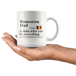 RobustCreative-Romanian Dad Definition Romania Flag Fathers Day - 11oz White Mug family reunion gifts Gift Idea