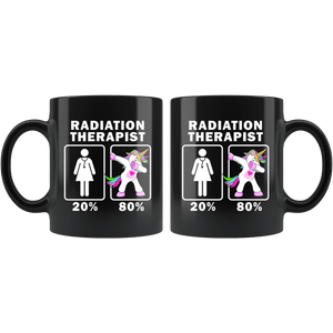 RobustCreative-Radiation Therapist Dabbing Unicorn 20 80 Principle Superhero Girl Womens - 11oz Black Mug Medical Personnel Gift Idea