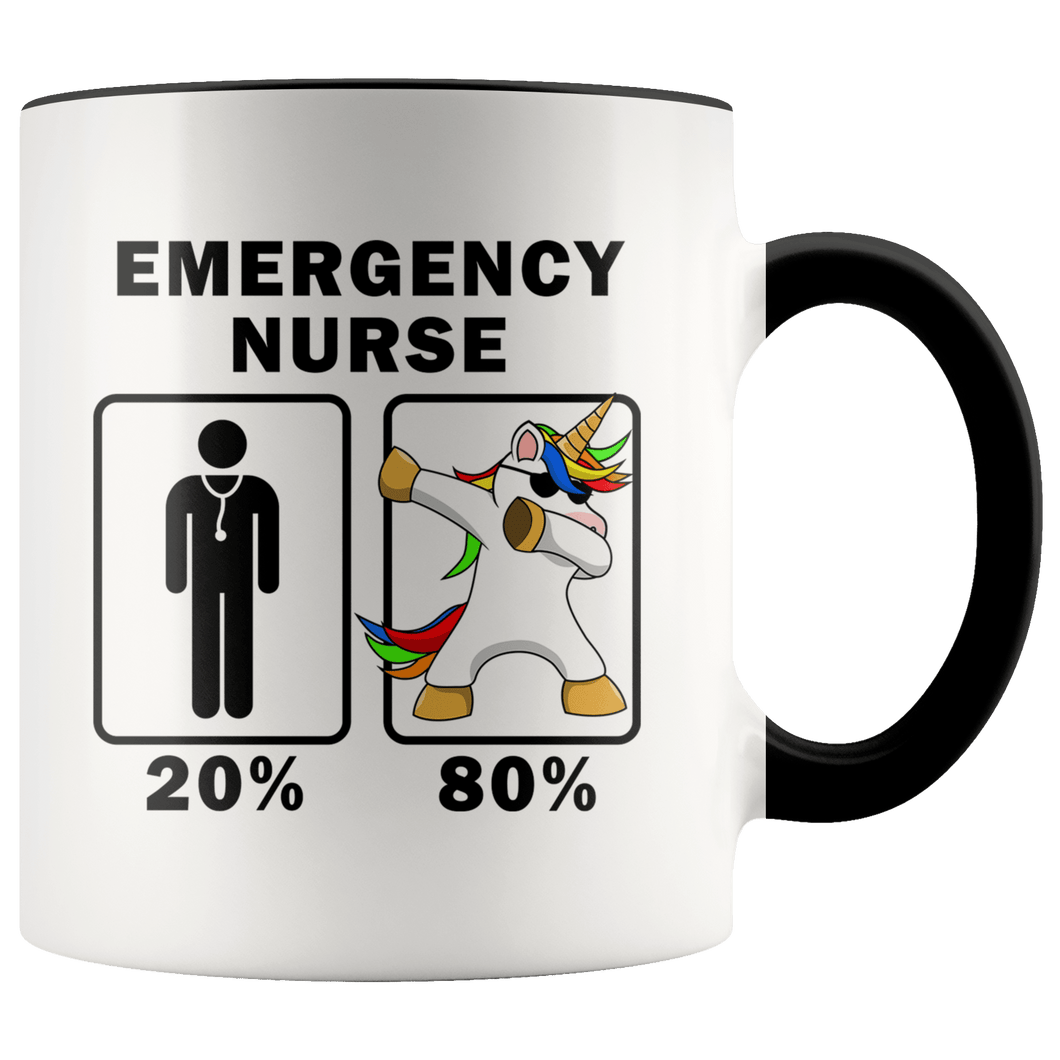 RobustCreative-Emergency Nurse Dabbing Unicorn 80 20 Principle Graduation Gift Mens - 11oz Accent Mug Medical Personnel Gift Idea