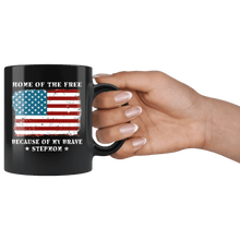 Load image into Gallery viewer, RobustCreative-Home of the Free Stepmom USA Patriot Family Flag - Military Family 11oz Black Mug Retired or Deployed support troops Gift Idea - Both Sides Printed

