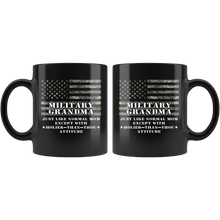 Load image into Gallery viewer, RobustCreative-Military Grandma Just Like Normal Family Camo Flag - Military Family 11oz Black Mug Deployed Duty Forces support troops CONUS Gift Idea - Both Sides Printed
