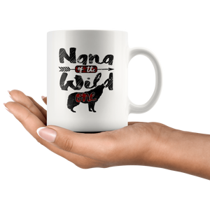 RobustCreative-Strong Nana of the Wild One Wolf 1st Birthday Wolves - 11oz White Mug plaid pajamas Gift Idea