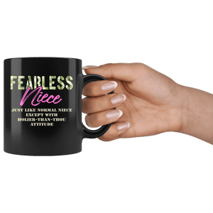 RobustCreative-Just Like Normal Fearless Niece Camo Uniform - Military Family 11oz Black Mug Active Component on Duty support troops Gift Idea - Both Sides Printed