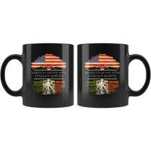 Load image into Gallery viewer, RobustCreative-Italian Roots American Grown Fathers Day Gift - Italian Pride 11oz Funny Black Coffee Mug - Real Italy Hero Flag Papa National Heritage - Friends Gift - Both Sides Printed
