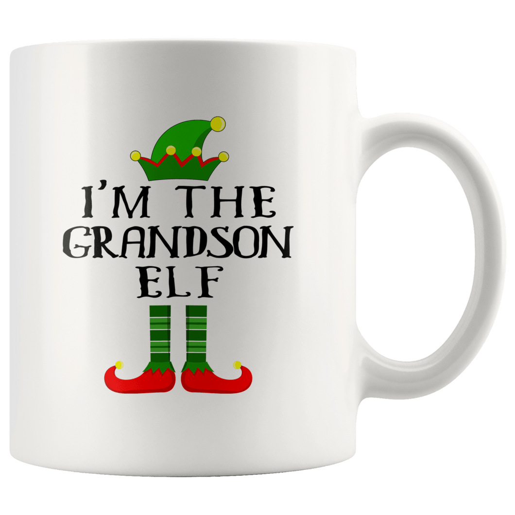 RobustCreative-Im The Grandson Elf Matching Family Christmas - 11oz White Mug Christmas group green pjs costume Gift Idea