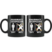 Load image into Gallery viewer, RobustCreative-Pharmacy Technician Dabbing Unicorn 80 20 Principle Graduation Gift Mens - 11oz Black Mug Medical Personnel Gift Idea
