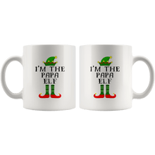 Load image into Gallery viewer, RobustCreative-Im The Papa Elf Matching Family Christmas - 11oz White Mug Christmas group green pjs costume Gift Idea
