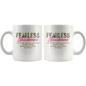 RobustCreative-Just Like Normal Fearless Grandmama Camo Uniform - Military Family 11oz White Mug Active Component on Duty support troops Gift Idea - Both Sides Printed