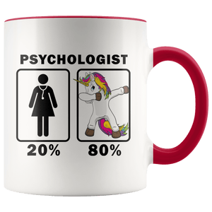 RobustCreative-Psychologist Dabbing Unicorn 80 20 Principle Superhero Girl Womens - 11oz Accent Mug Medical Personnel Gift Idea