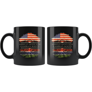 RobustCreative-Gambian Roots American Grown Fathers Day Gift - Gambian Pride 11oz Funny Black Coffee Mug - Real Gambia Hero Flag Papa National Heritage - Friends Gift - Both Sides Printed