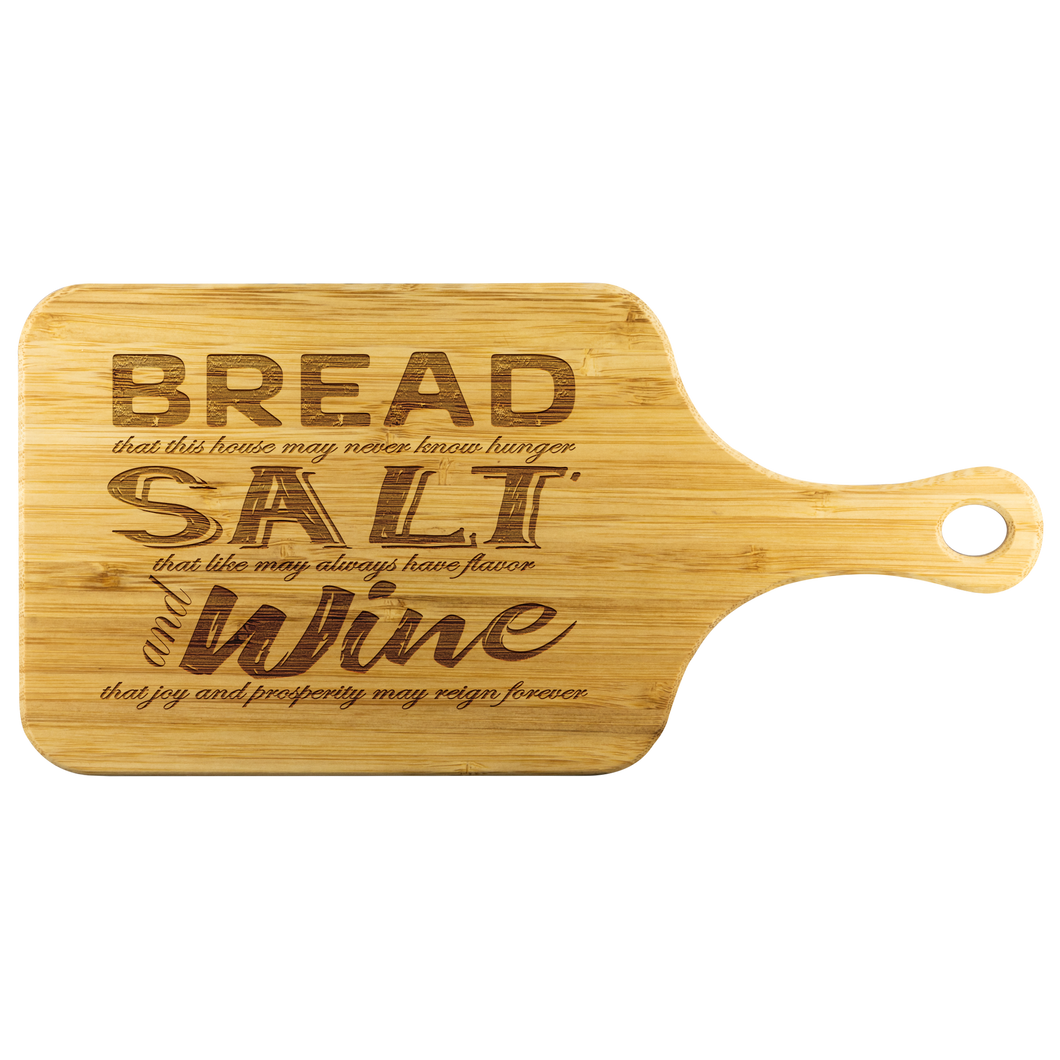 RobustCreative-Housewarming Gift Bread Salt Wine - Quote Engraved Bamboo Cutting Board with Handle
