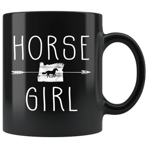 RobustCreative-Oregon Horse Girl Gifts Oregonian Shape Country for women - 11oz Black Mug Riding Lover Gift Idea