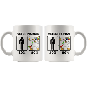 RobustCreative-Veterinarian Dabbing Unicorn 80 20 Principle Graduation Gift Mens - 11oz White Mug Medical Personnel Gift Idea