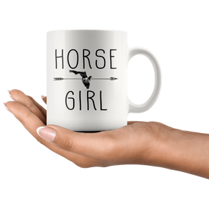 RobustCreative-Florida Horse Girl Gifts Floridian Shape Country for women - 11oz White Mug Riding Lover Gift Idea