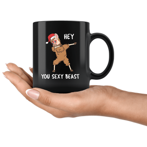 RobustCreative-Llama Dabbing Santa Hipster Glasses Sexy Beast Alpaca Lover Cute - 11oz Black Mug Christmas gift idea Gift Idea