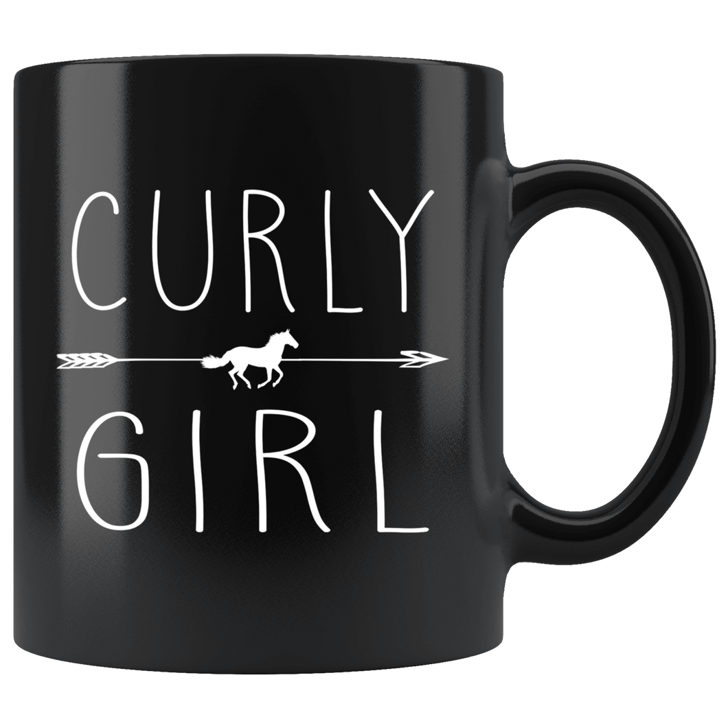 RobustCreative-Curly Horse Girl Gifts Horses Lover Riding Racing - 11oz Black Mug Riding Lover Gift Idea