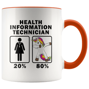 RobustCreative-Health Information Technician Dabbing Unicorn 80 20 Principle Superhero Girl Womens - 11oz Accent Mug Medical Personnel Gift Idea