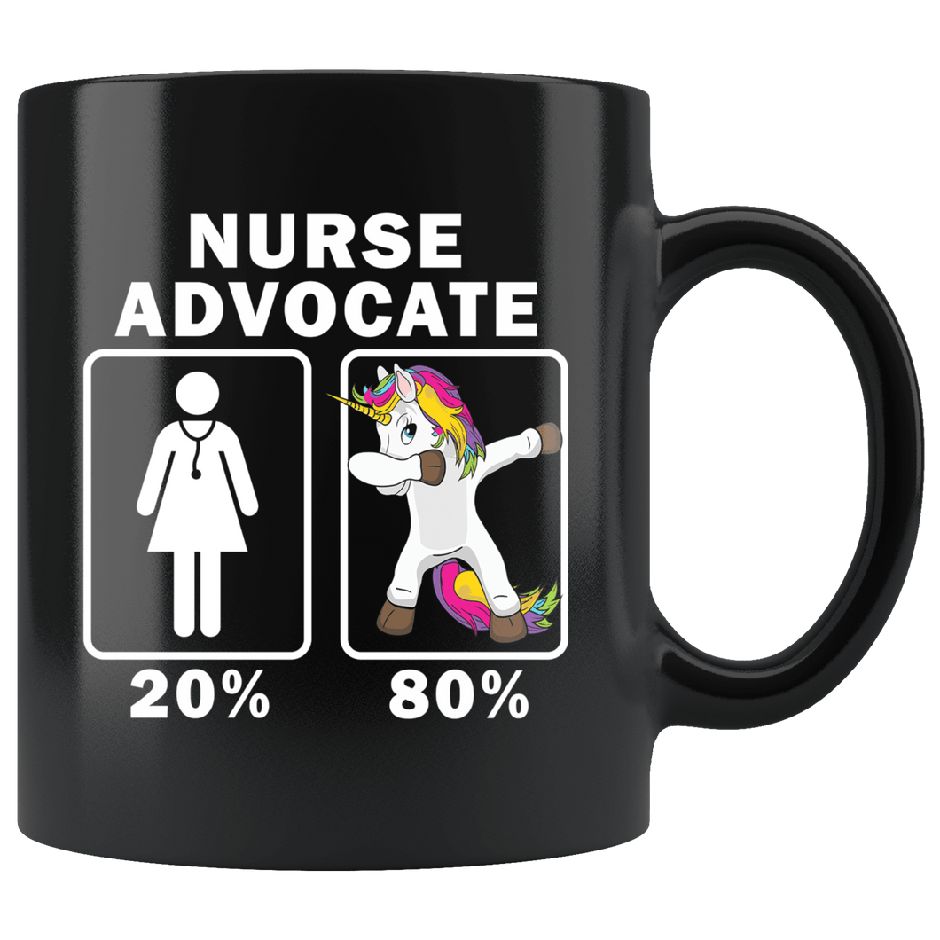 RobustCreative-Nurse Advocate Dabbing Unicorn 80 20 Principle Superhero Girl Womens - 11oz Black Mug Medical Personnel Gift Idea