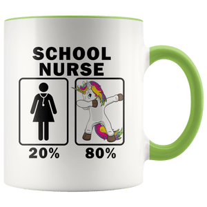 RobustCreative-School Nurse Dabbing Unicorn 80 20 Principle Superhero Girl Womens - 11oz Accent Mug Medical Personnel Gift Idea