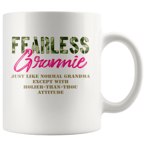 RobustCreative-Just Like Normal Fearless Grannie Camo Uniform - Military Family 11oz White Mug Active Component on Duty support troops Gift Idea - Both Sides Printed