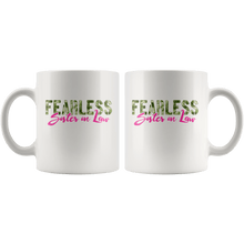 Load image into Gallery viewer, RobustCreative-Fearless Sister In Law Camo Hard Charger Veterans Day - Military Family 11oz White Mug Retired or Deployed support troops Gift Idea - Both Sides Printed

