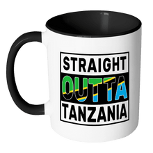 Load image into Gallery viewer, RobustCreative-Straight Outta Tanzania - Tanzanian Flag 11oz Funny Black &amp; White Coffee Mug - Independence Day Family Heritage - Women Men Friends Gift - Both Sides Printed (Distressed)

