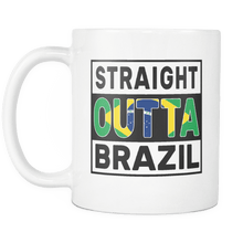Load image into Gallery viewer, RobustCreative-Straight Outta Brazil - Brazilian Flag 11oz Funny White Coffee Mug - Independence Day Family Heritage - Women Men Friends Gift - Both Sides Printed (Distressed)
