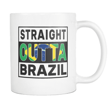 Load image into Gallery viewer, RobustCreative-Straight Outta Brazil - Brazilian Flag 11oz Funny White Coffee Mug - Independence Day Family Heritage - Women Men Friends Gift - Both Sides Printed (Distressed)
