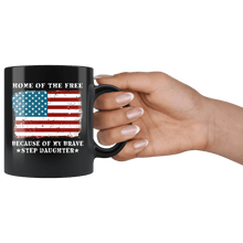 Load image into Gallery viewer, RobustCreative-Home of the Free Step Daughter USA Patriot Family Flag - Military Family 11oz Black Mug Retired or Deployed support troops Gift Idea - Both Sides Printed
