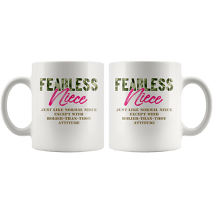 RobustCreative-Just Like Normal Fearless Niece Camo Uniform - Military Family 11oz White Mug Active Component on Duty support troops Gift Idea - Both Sides Printed